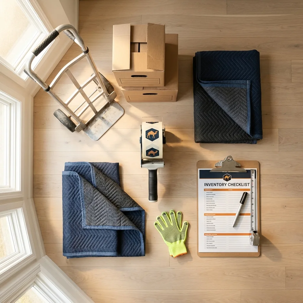 Professional moving supplies and packing materials layout for Hurst residential relocations